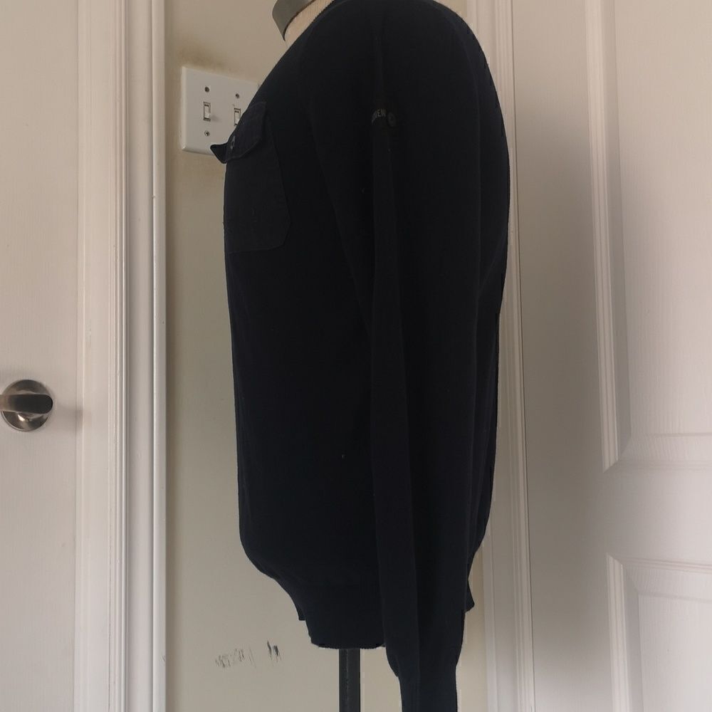 Dissident Men Crew-Neck  Knitted Logo Sweater Medium Navy Blue - Picture 6 of 16